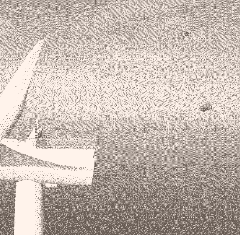 Drone lifting cargo to offshore wind turbines